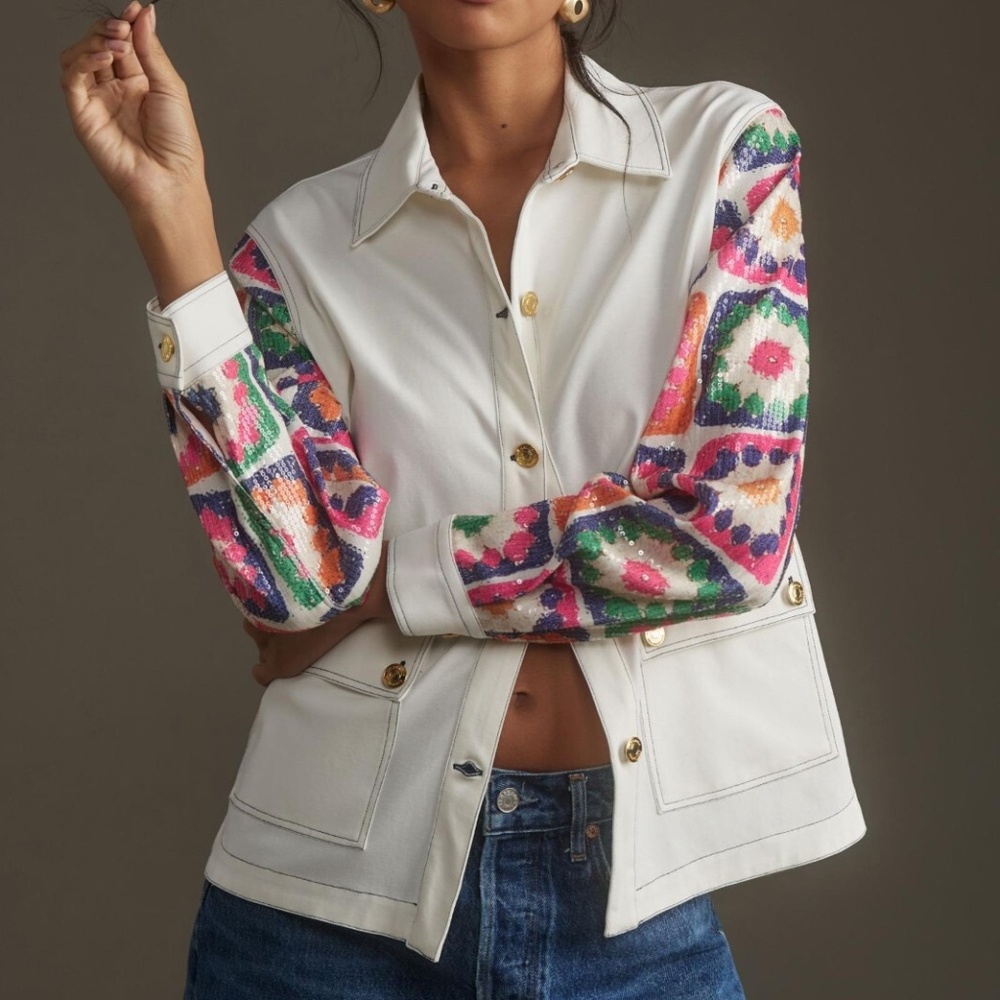 Stunning Vilagallo Olivia Crochet Sequin Shacket